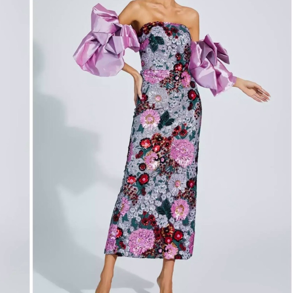 Amelie  Sequined Gown- Floral Off-Shoulder Dress (NWT)